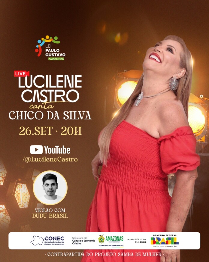 Lucilene Castro canta Chico da Silva em live, nesta quinta-feira