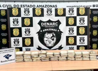 Polícia Civil do Amazonas apreende 60 quilos de cocaína escondidos em caminhonete