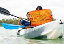 De caiaque, jovens das Maldivas levantam a voz contra a destruição ambiental